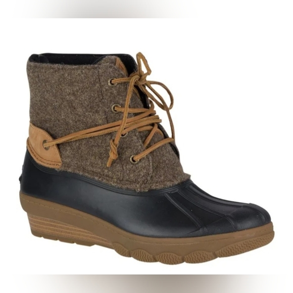 Sperry Shoes - Sperry Top-Sider Saltwater Wedge Tide Wool Boots Navy/Brown/Gray Size 7.5 M